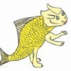 陵魚：手足が四本あって海に住んでいる人面の魚